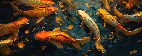 koi fish swimming in a pond
