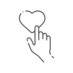 Obraz premium ハートにタッチしているシンプルな人の手の線アイコン - LIKE･いいねやSNSのイメージ素材
