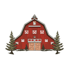 Winter Wedding Barn Vector 