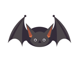 Fototapeta premium Spooky Halloween night, cute bat flying isolated