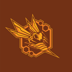 Hornet wasp bee Logo. Sting Hornet robot logo design