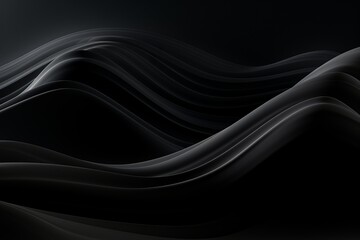Abstract black wave on dark background. generative ai. 