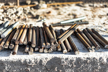 A large amount of rebar was cut into pieces in preparation for use in the construction of...
