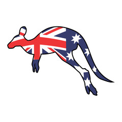 kangaroo  with map and flag of australia in the background vector illustration design
