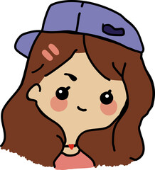 icon portrait of a brown-haired girl wearing a hat