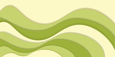 green waves paper cut abstract background design