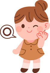 Cute girl is expressing ok sign with her hand.