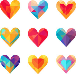 9 different heart flat design vector white background 02