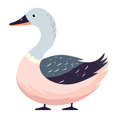 Cute cartoon duckling with feathered beak