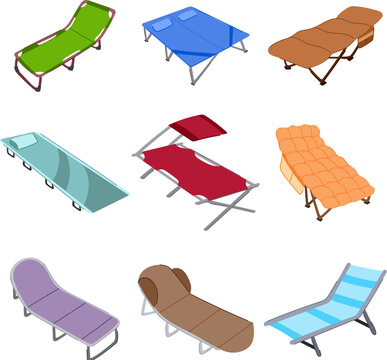 camping cot set cartoon. travel bed, cloth collapsible, camp fabric camping cot sign. isolated symbol vector illustration