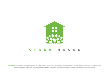 logo green home house nature leaf eco real estate