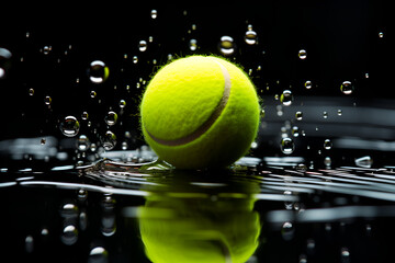 tennis ball on a black background