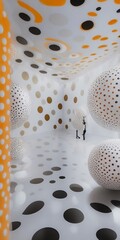 stark white room is filled with an infinite number of polka dots. Generative AI
