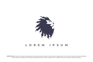 Fototapeta premium logo lion head silhouette flash electric lightning abstract