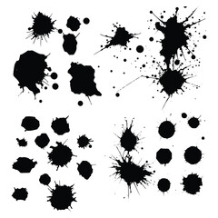 Abstract black ink spot set, Ink drop effect ink splash vector on white background