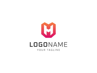 Letter H M geometric logo design vector template
