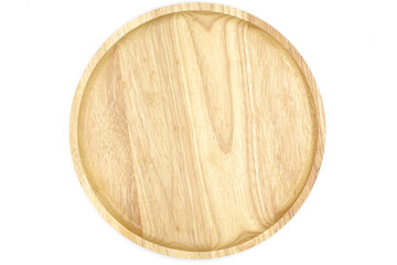 Plate made of wood on a white background.