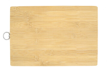 Cutting board made of bamboo on a white background.