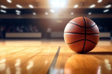 A basketball on a polished court wallpaper