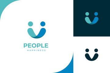 abstract people community logo. design with smile happiness icon symbol. creative Logo Design Template Element for partnership logo icon design