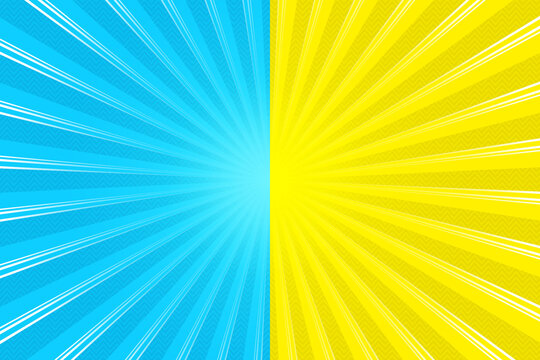 Light blue and yellow bicolor jagged concentration line background