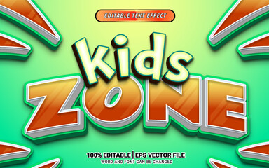 Kids zone playful colorful 3d text effect editable template design