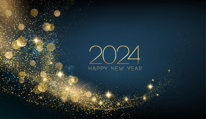 2024 New Year Abstract shiny color gold wave design element - 621454030