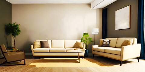 Mockup frame home sofa interior style modern,Generative AI.