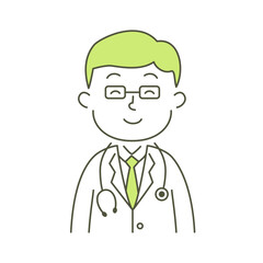 doctor, man, medical care, hospital, simple, simple substance, human, illustration, vector, smile