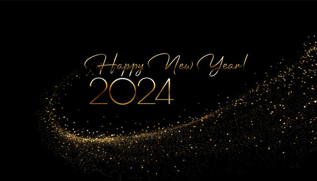 2024 Happy New Year and Merry Christmas Abstract shiny color gold design element