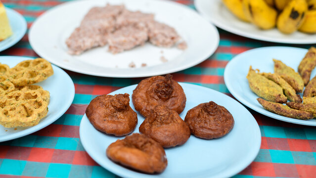 Sinhala and Tamil New Year celebration table with traditional sweets closeup photo.