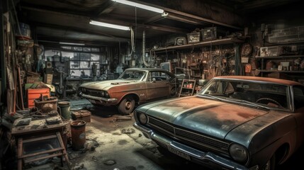 car maintenance service in the background of a car repair shop