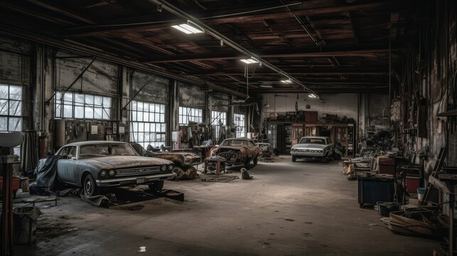 car maintenance service in the background of a car repair shop