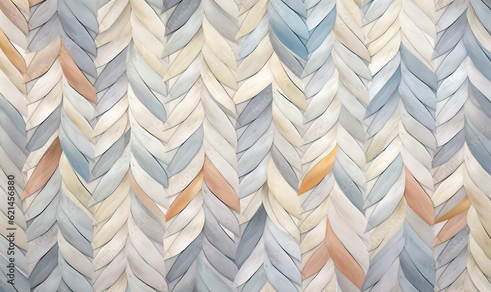 Poster a wall with a pattern of different colors of feathers on it. generative ai