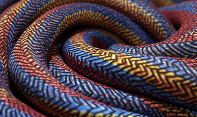  a close up of a colorful rope with a pattern on it.  generative ai