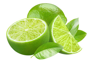 Delicious lime fruits cut out