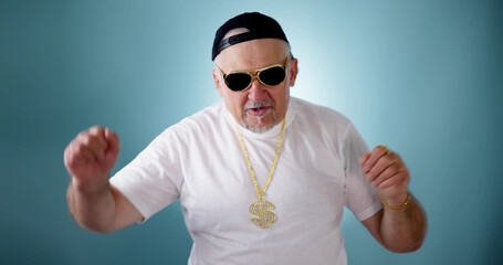 Funny Old Rich Man With Gold Chain