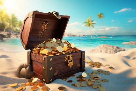 A treasure chest filled with gold coins