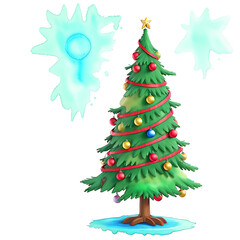 
Vintage christmas tree with gifts concept