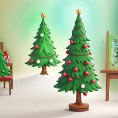 
Vintage christmas tree with gifts concept