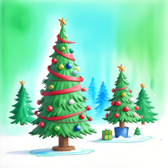 
Vintage christmas tree with gifts concept