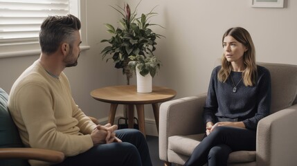Obraz premium Healthcare concept of professional psychologist doctor consult in psychotherapy session