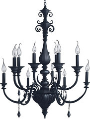 Fototapeta na wymiar classic dark chandelier1 line icon