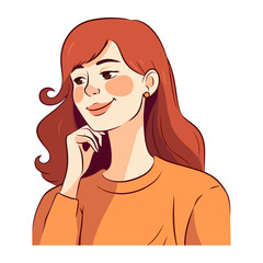 Smiling woman illustration, cheerful and cute