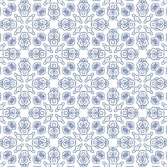Decorative color ceramic azulejo tiles Vector seamless pattern watercolor Modern design Blue folk ethnic ornament for print web background surface texture towels pillows wallpaper