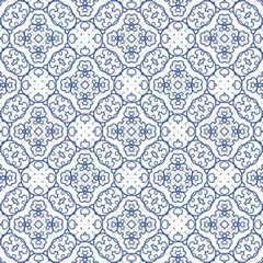 Foto auf Acrylglas Decorative color ceramic azulejo tiles Vector seamless pattern watercolor Modern design Blue folk ethnic ornament for print web background surface texture towels pillows wallpaper © MCP