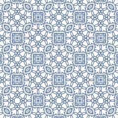 Decorative color ceramic azulejo tiles Vector seamless pattern watercolor Modern design Blue folk ethnic ornament for print web background surface texture towels pillows wallpaper