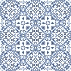 Decorative color ceramic azulejo tiles Vector seamless pattern watercolor Modern design Blue folk ethnic ornament for print web background surface texture towels pillows wallpaper