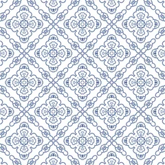 Poster Decorative color ceramic azulejo tiles Vector seamless pattern watercolor Modern design Blue folk ethnic ornament for print web background surface texture towels pillows wallpaper © MCP
