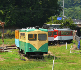 Obraz premium 旧下津井電鉄の車両。 展示された電車。